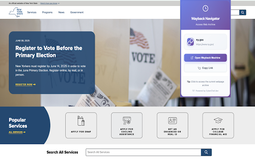 Wayback Navigator  from Chrome web store to be run with OffiDocs Chromium online