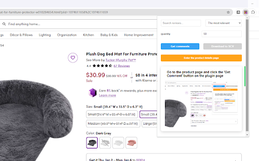 Wayfair Gets a Review Scraper  from Chrome web store to be run with OffiDocs Chromium online