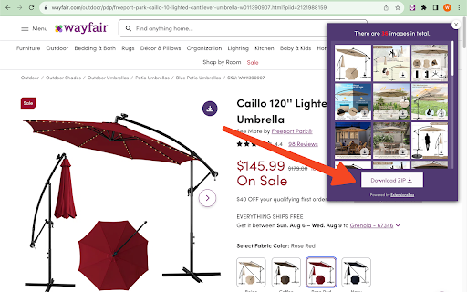 Wayfair Images Downloader  from Chrome web store to be run with OffiDocs Chromium online