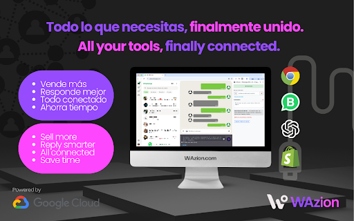 WAzion – WhatsApp Web + AI + Shopify  from Chrome web store to be run with OffiDocs Chromium online