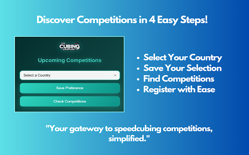 WCA Competitions Tracker  from Chrome web store to be run with OffiDocs Chromium online