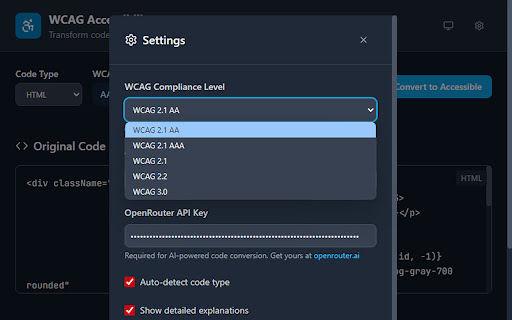 WCAG Accessibility Converter  from Chrome web store to be run with OffiDocs Chromium online