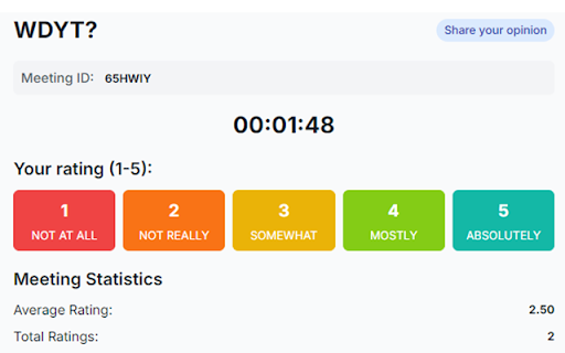 WDYT? What Do You Think Rating System  from Chrome web store to be run with OffiDocs Chromium online