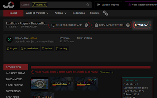 WeakAura Saver  from Chrome web store to be run with OffiDocs Chromium online