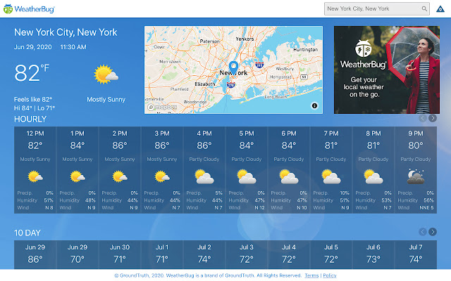 Weather by WeatherBug از فروشگاه وب Chrome با OffiDocs Chromium به صورت آنلاین اجرا می شود