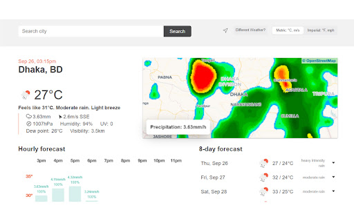 Weather Checker  from Chrome web store to be run with OffiDocs Chromium online