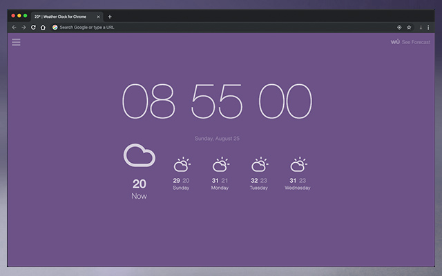 Weather Clock for Chrome  from Chrome web store to be run with OffiDocs Chromium online