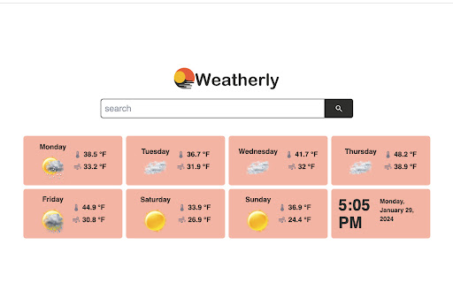 Weatherly  from Chrome web store to be run with OffiDocs Chromium online