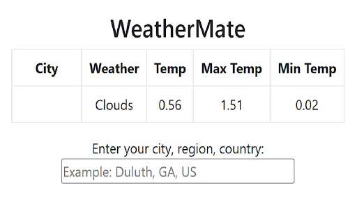 WeatherMate  from Chrome web store to be run with OffiDocs Chromium online