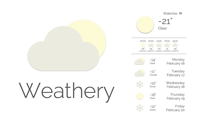 Weathery (weather)  from Chrome web store to be run with OffiDocs Chromium online