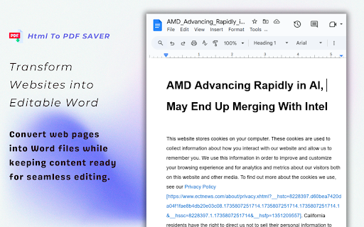 Web2PDF HTML to PDF Converter  from Chrome web store to be run with OffiDocs Chromium online