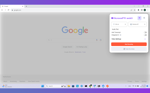 Web3 ScreenFYI  from Chrome web store to be run with OffiDocs Chromium online