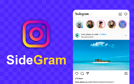 ﻿Web Client for Instagram™ SideGram  from Chrome web store to be run with OffiDocs Chromium online