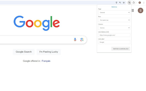 Weblinks.click Google Chrome extension  from Chrome web store to be run with OffiDocs Chromium online