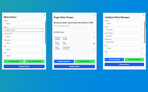 Web Page Meta Data Manager  from Chrome web store to be run with OffiDocs Chromium online