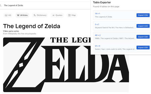 Web Page Table Exporter  from Chrome web store to be run with OffiDocs Chromium online