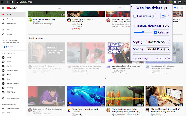 Web Positiviser  from Chrome web store to be run with OffiDocs Chromium online