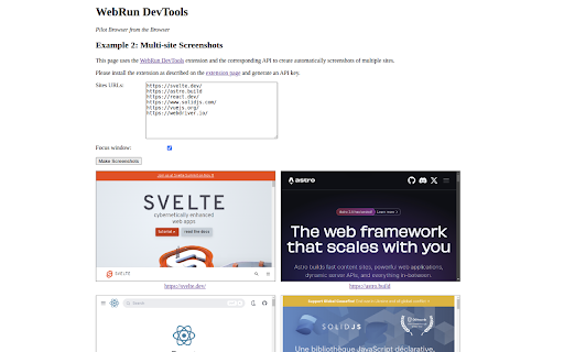 WebRun DevTools  from Chrome web store to be run with OffiDocs Chromium online