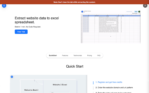 Website2Excel  from Chrome web store to be run with OffiDocs Chromium online