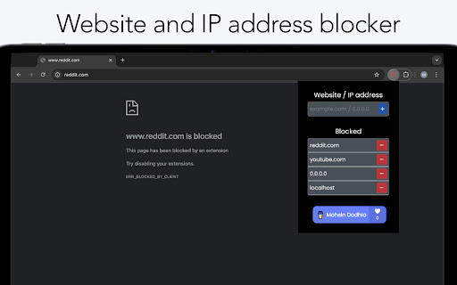 Website and IP address blocker  from Chrome web store to be run with OffiDocs Chromium online Website and IP address blocker  from Chrome web store to be run with OffiDocs Chromium online