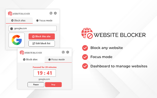 Website Blocker and Focus Mode  from Chrome web store to be run with OffiDocs Chromium online