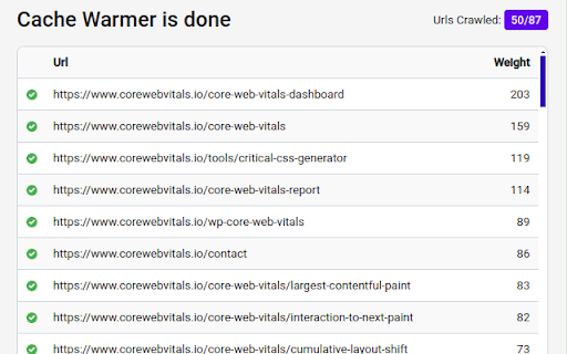 Website Cache Warmer  from Chrome web store to be run with OffiDocs Chromium online