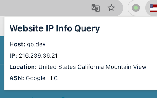 Website IP Info Query  from Chrome web store to be run with OffiDocs Chromium online