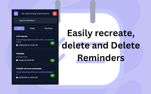 Website Reminder  from Chrome web store to be run with OffiDocs Chromium online