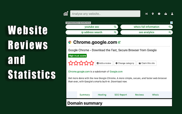 Website Reviews and Statistics Statvoo.com  from Chrome web store to be run with OffiDocs Chromium online