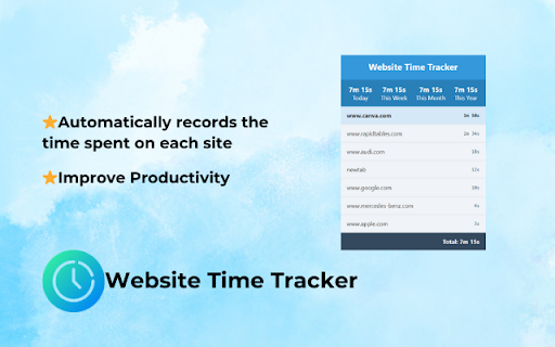Website Time Tracker Easily track your browsing Activity  from Chrome web store to be run with OffiDocs Chromium online