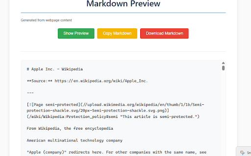 Website to Markdown  from Chrome web store to be run with OffiDocs Chromium online