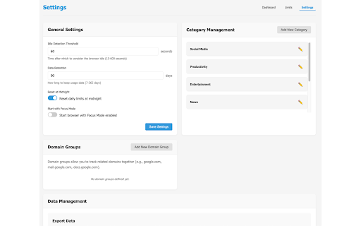 Website Usage Tracker  Limiter  from Chrome web store to be run with OffiDocs Chromium online