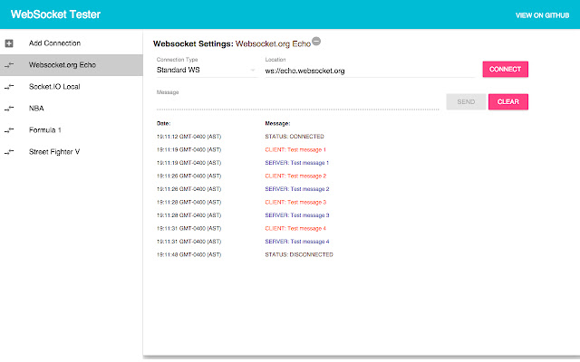 WebSocket Tester  from Chrome web store to be run with OffiDocs Chromium online