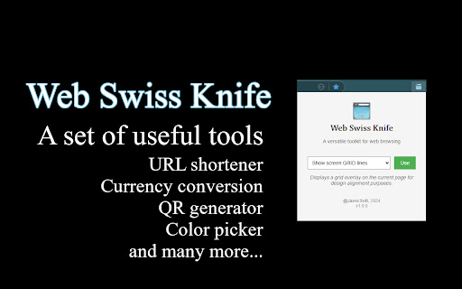 Web Swiss Knife  from Chrome web store to be run with OffiDocs Chromium online