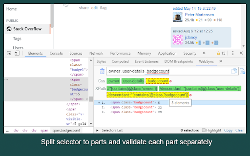 WebSync: Generate  Validate Selectors  from Chrome web store to be run with OffiDocs Chromium online