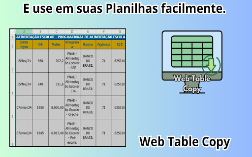 Web Table Copy  from Chrome web store to be run with OffiDocs Chromium online
