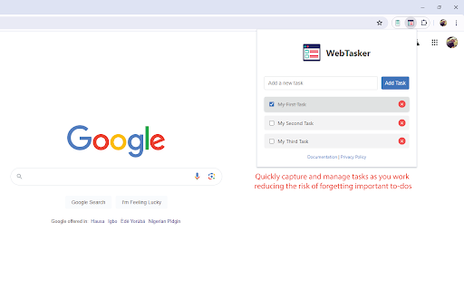 WebTasker  from Chrome web store to be run with OffiDocs Chromium online