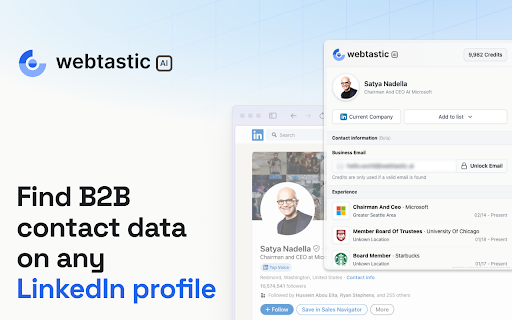 Webtastic AI: B2B data anywhere  from Chrome web store to be run with OffiDocs Chromium online