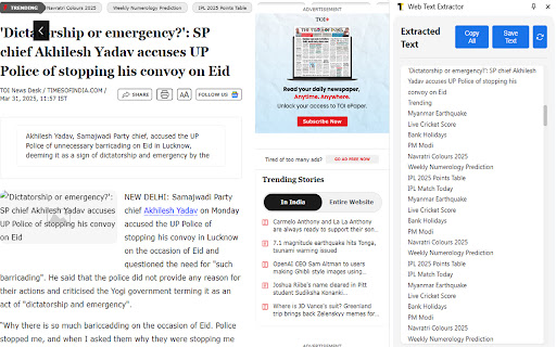 Web Text Extractor  from Chrome web store to be run with OffiDocs Chromium online