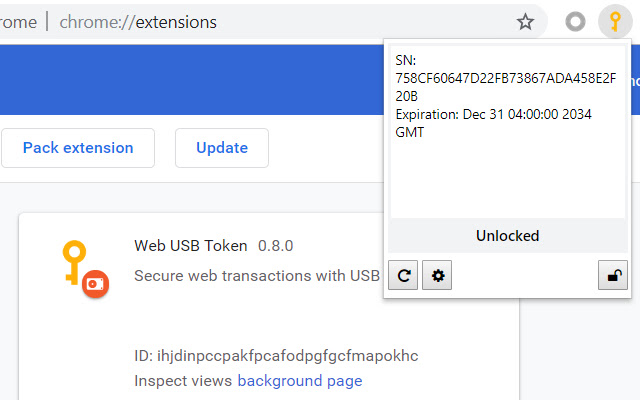 Web USB Token  from Chrome web store to be run with OffiDocs Chromium online