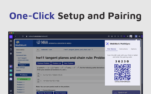 WebWork MathSync  from Chrome web store to be run with OffiDocs Chromium online