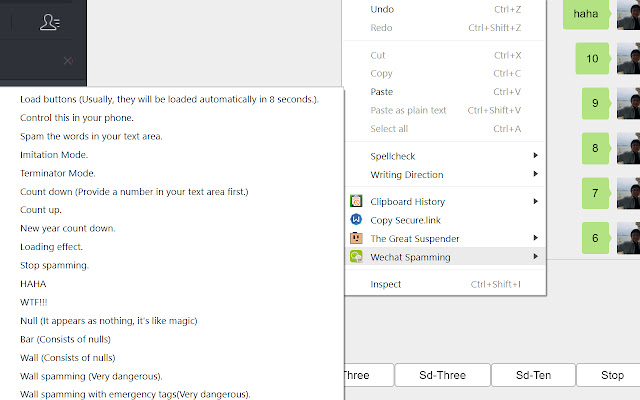 Wechat Spamming  from Chrome web store to be run with OffiDocs Chromium online