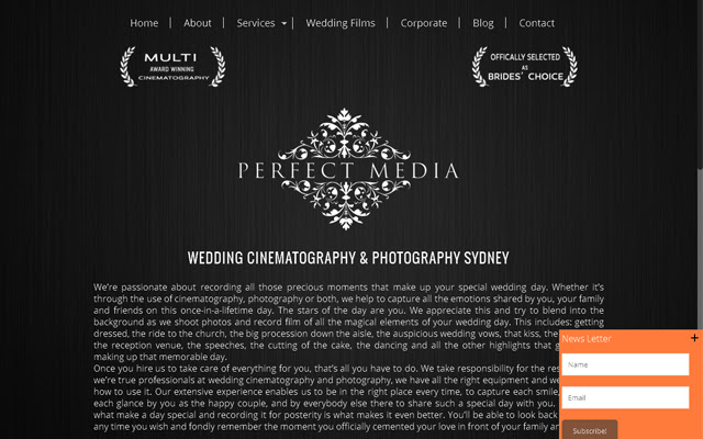 Wedding Cinematography Sydney  from Chrome web store to be run with OffiDocs Chromium online