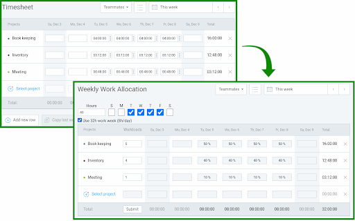 Weekly Clockify  from Chrome web store to be run with OffiDocs Chromium online