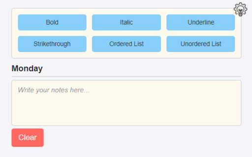 Weekly Notepad  from Chrome web store to be run with OffiDocs Chromium online