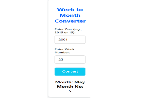 Week to Month Converter  from Chrome web store to be run with OffiDocs Chromium online