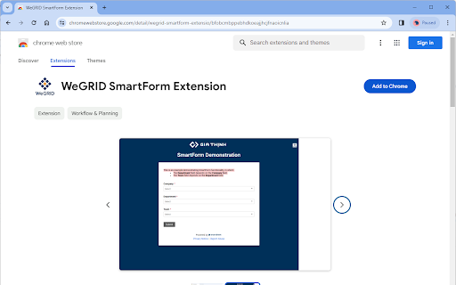 WeGRID SmartForm Extension  from Chrome web store to be run with OffiDocs Chromium online