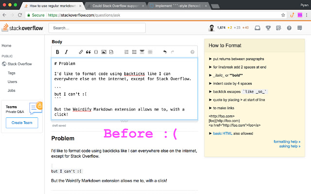 Weirdify Markdown  from Chrome web store to be run with OffiDocs Chromium online