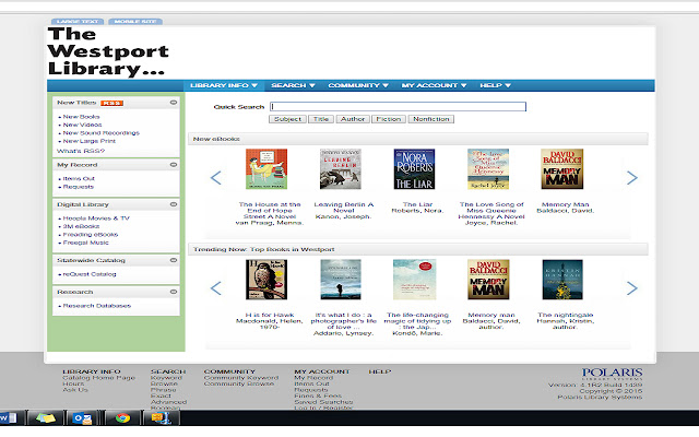 WESTPORT LIBRARY CATALOG  from Chrome web store to be run with OffiDocs Chromium online
