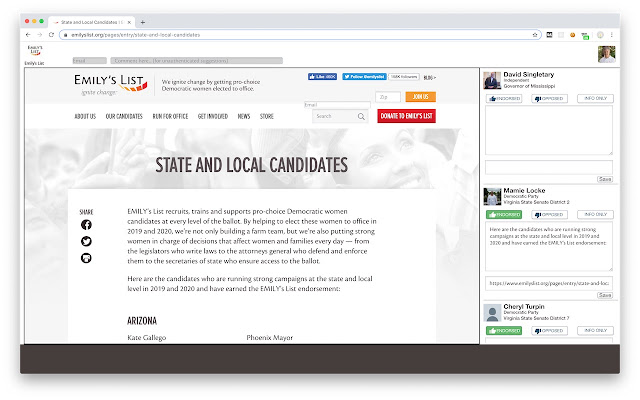 We Vote Endorsement Tool  from Chrome web store to be run with OffiDocs Chromium online